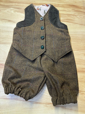 Boys tweed breeks and waist coat set, childrens shooting set .