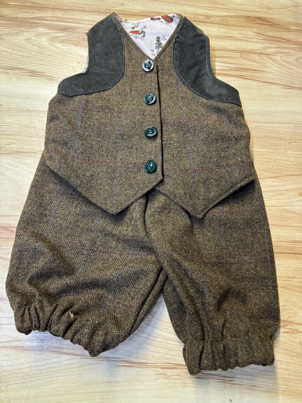 Boys tweed breeks and waist coat set, childrens shooting set .
