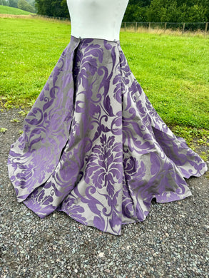 Purple and silver damask colour astride skirt.