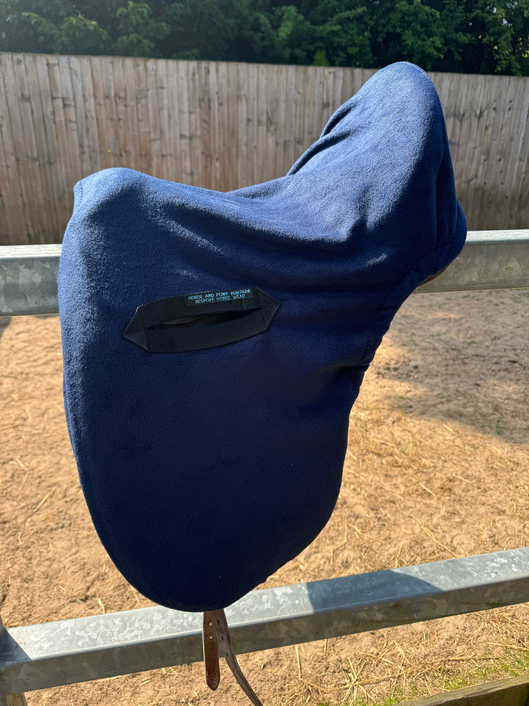 Navy fleece ride on saddle cover