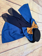 Load image into Gallery viewer, Navy blue and gold satin