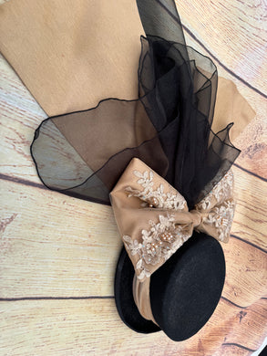 Antique gold beaded lace and satin