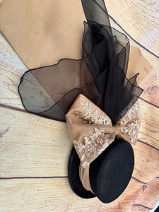 Antique gold beaded lace and satin