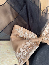 Load image into Gallery viewer, Antique gold beaded lace and satin
