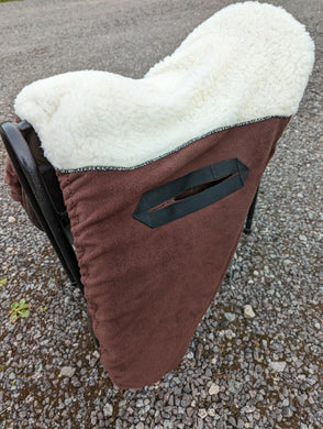 Dressage brown fleece ride on saddle cover with faux fur seat