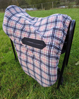 Brown tartan ride on saddle cover