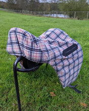 Load image into Gallery viewer, Brown tartan ride on saddle cover
