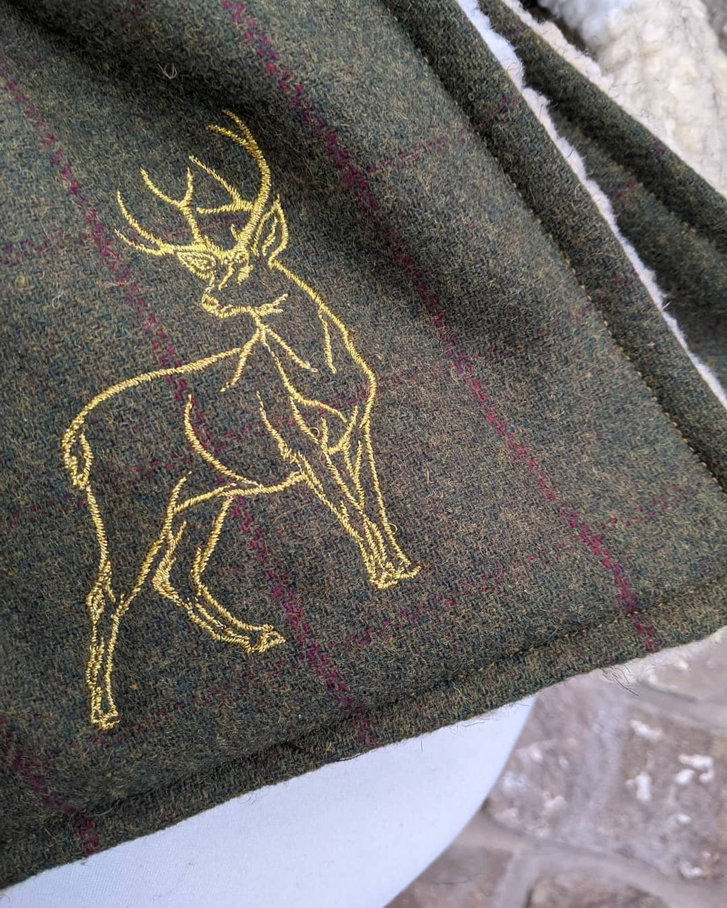 Wool with stag embroidery scarf