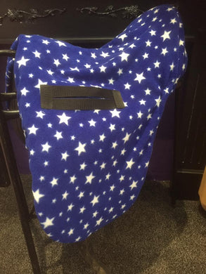 Royal blue white stars  ride on saddle cover