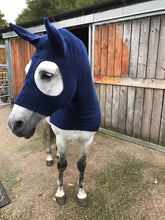 Load image into Gallery viewer, Navy fleece horse hood