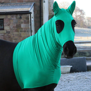 Emerald green lycra horse hood