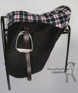 Grey tartan seat saver saddle cover