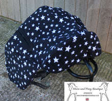 Load image into Gallery viewer, Black white stars ride on saddle cover