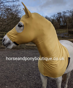 Gold lycra horse hood