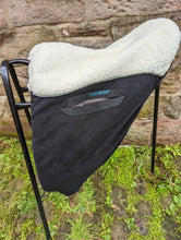 Load image into Gallery viewer, Black fleece with faux fur seat saver saddle cover