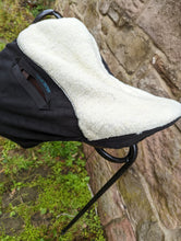 Load image into Gallery viewer, Black fleece with faux fur seat saver saddle cover