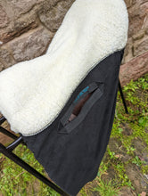 Load image into Gallery viewer, Black fleece with faux fur seat saver saddle cover