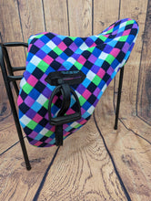 Load image into Gallery viewer, SALE - ALL SIZES. Harlequin ride on saddle cover