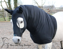 Load image into Gallery viewer, Black lycra horse hood