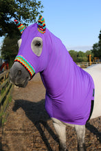 Load image into Gallery viewer, Purple lycra hood with fleece ears and nose band