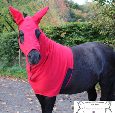 Red  fleece horse hood