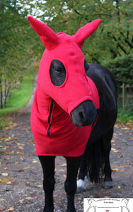 Red  fleece horse hood