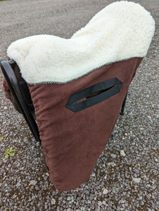 Brown fleece with faux fur seat saver saddle cover