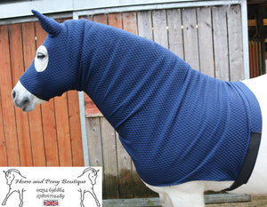 Quilted horse hood navy or black