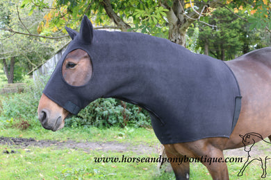 Black fleece horse hood