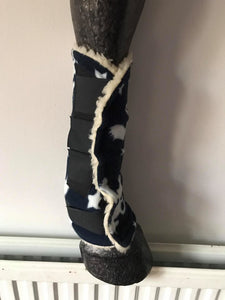Patterned fleece and faux fur exercise boots